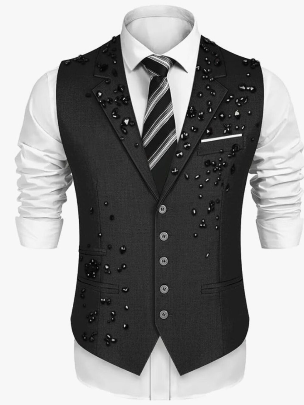 BRAND NEW***- Men's 2 PC Embellished Vest- Black- Size Medium